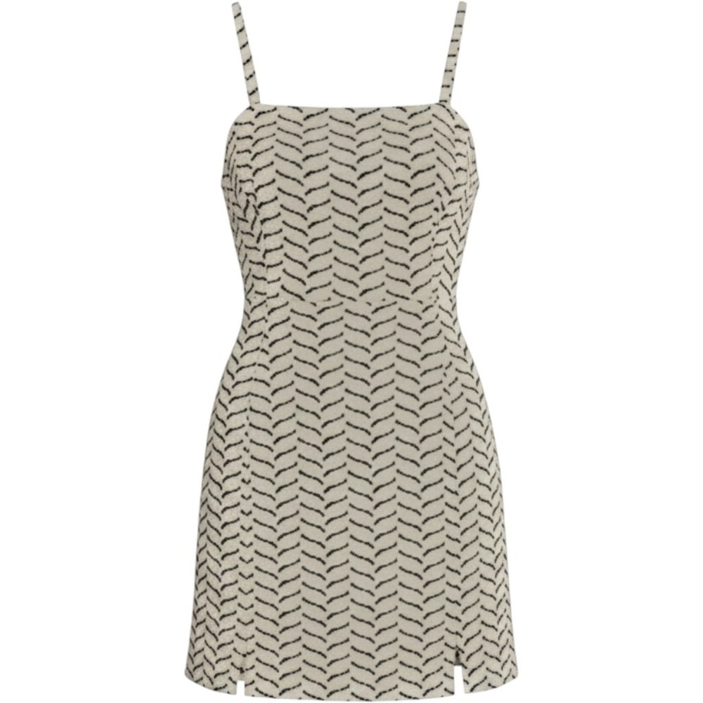 AYR Women 2 'The Chick' Jacquard Mini Dress Celebrity White Black Tweed Slit
